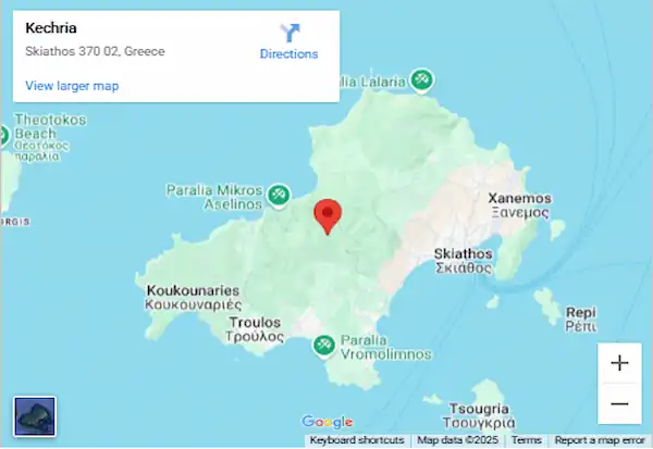 Kechria, Skiathos Island, Greece Map and Location