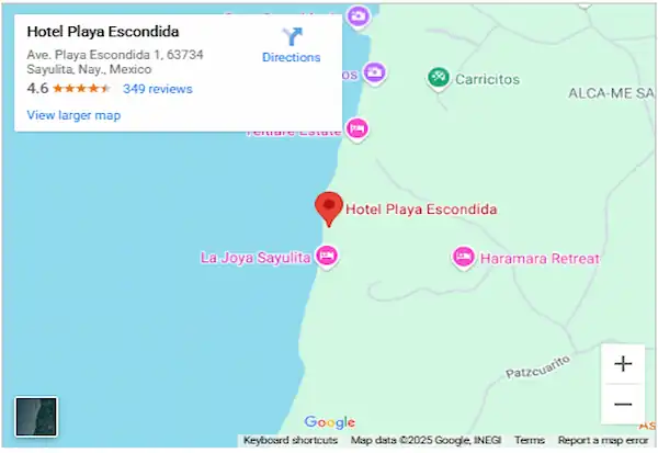 Playa Escondida Sayulita Boutique Hotel Map and Location